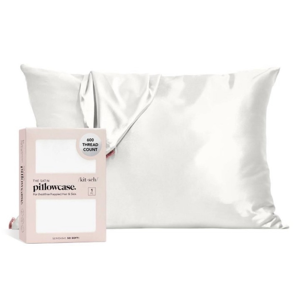 KITSCH NWT 600tc satin pillowcase -white -standard